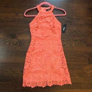 Coral floral embroidered dress